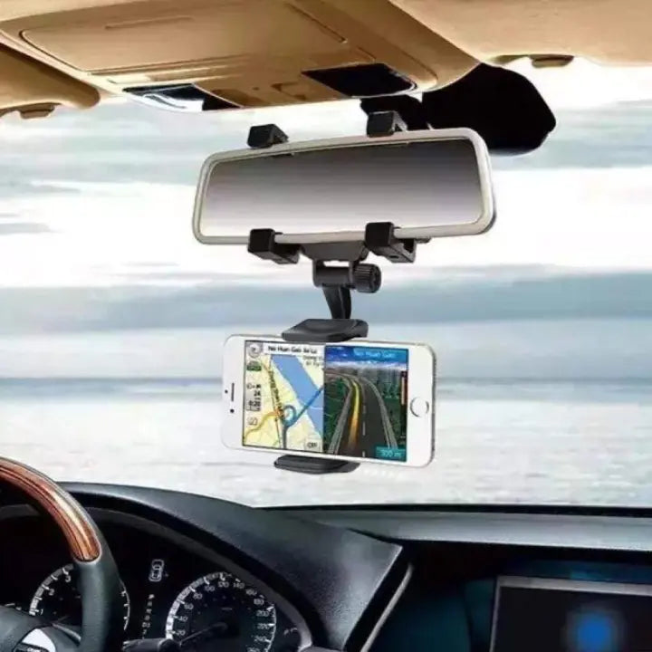 Enova Universal Rearview Mirror 360 Degrees Rotating Car Phone Holder