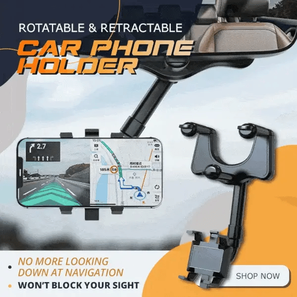 Enova Universal Rearview Mirror 360 Degrees Rotating Car Phone Holder