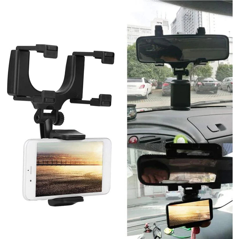 Enova Universal Rearview Mirror 360 Degrees Rotating Car Phone Holder