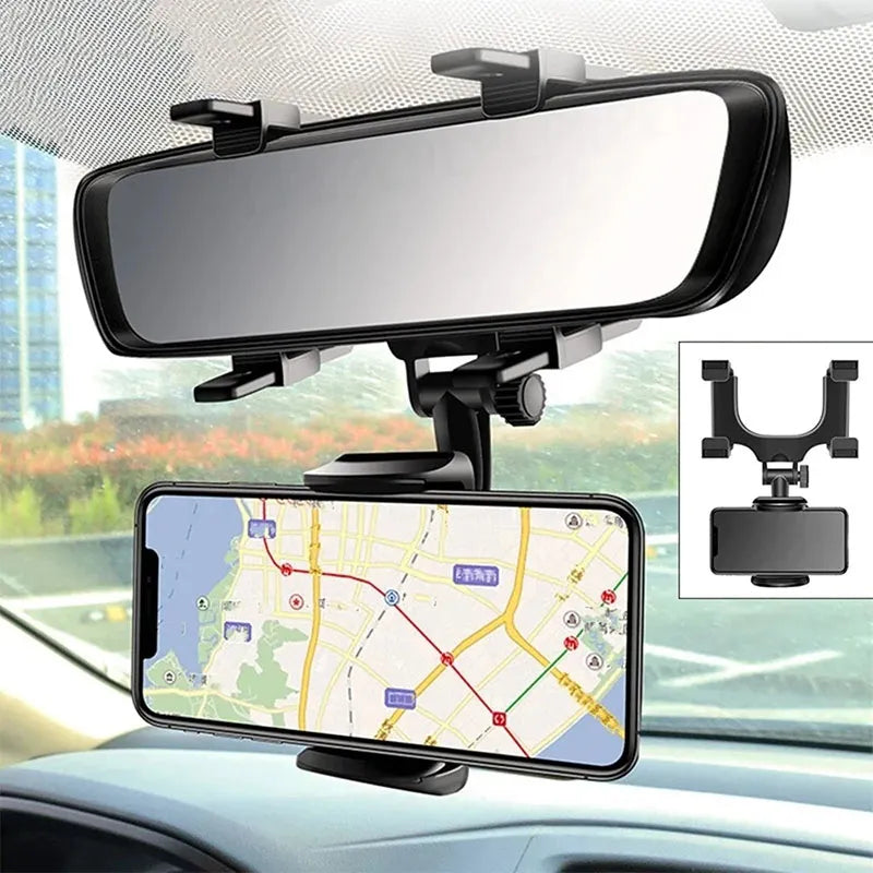 Enova Universal Rearview Mirror 360 Degrees Rotating Car Phone Holder