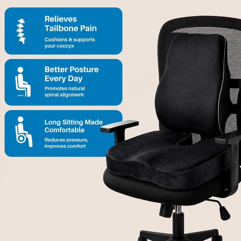 Ergonomic Car Seat & Back Support Cushion