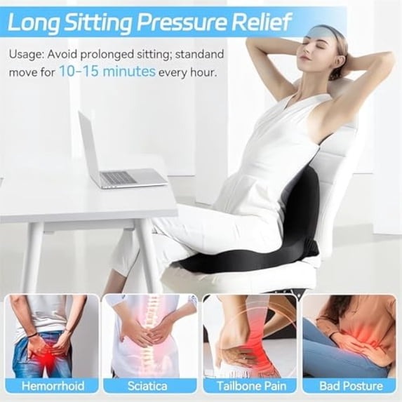 Ergonomic Memory Foam Seat Cushion with Lumbar Support
