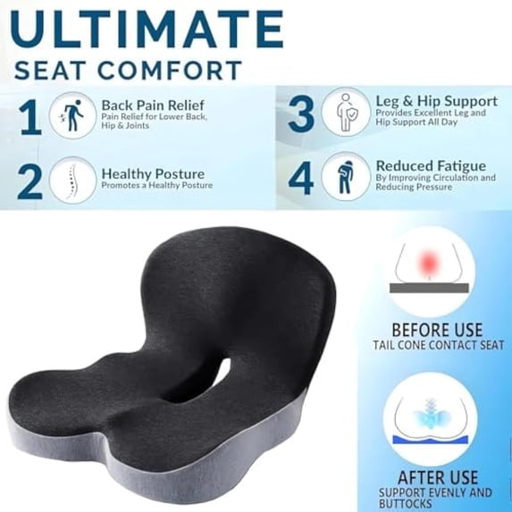 Ergonomic Memory Foam Seat Cushion with Lumbar Support