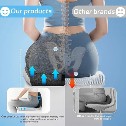 Ergonomic Memory Foam Seat Cushion with Lumbar Support